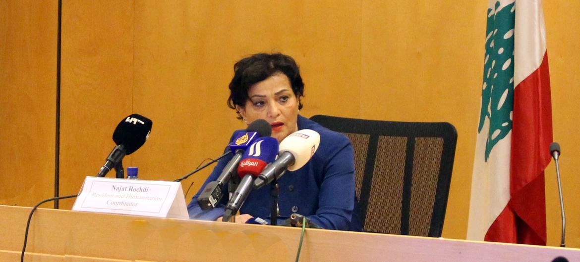 Lebanon’s UN Resident and Humanitarian Coordinator, Najat Rochdi, announces  at a press conference, the extension of the Emergency Response Plan (ERP). 