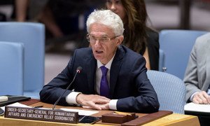 Mark Lowcock, le chef de l'humanitaire de l'ONU, devant le Conseil de sécurité le 16 septembre 2019.
