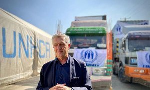 Le Haut-Commissaire des Nations Unies pour les réfugiés, Filippo Grandi, visite les entrepôts du HCR à Kaboul, en Afghanistan (photo d'archives).