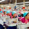 The production floor of an apparel exporting factory in Cambodia.