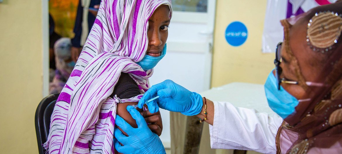 A fourteen-year-old girl is one of the first girls to be vaccinated against the Human Papillomavirus (HPV) in Mauritania.