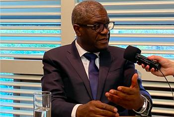 Denis Mukwege, Prix Nobel de la Paix lors d’une visite à Genève pour l’inauguration officielle de l’ONG, Global Survivors Fund (Fonds mondial pour les survivantes)