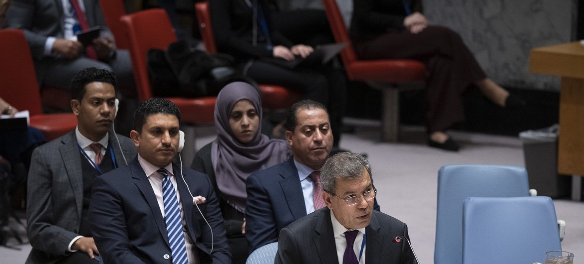  من الأرشيف: المندوب الدائم لليمن لدى الأمم المتحدة، عبدالله علي فضل السعدي، يتحدث في اجتماع مجلس الأمن حول الوضع في الشرق الأوسط - اليمن: