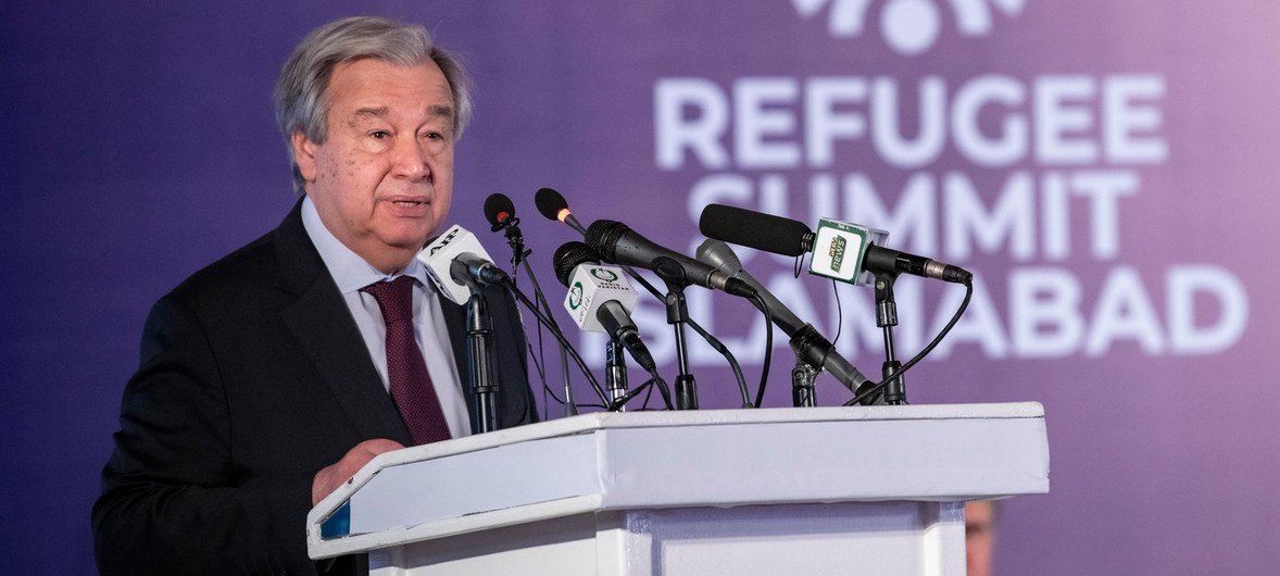 Secretary-General António Guterres addresses the International Conference on 40 Years of Hosting Afghan Refugees in Pakistan, in Islamabad.