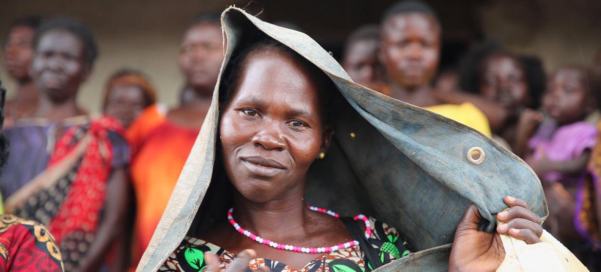 Displaced families who fled violence take shelter in Tambura in South Sudan.