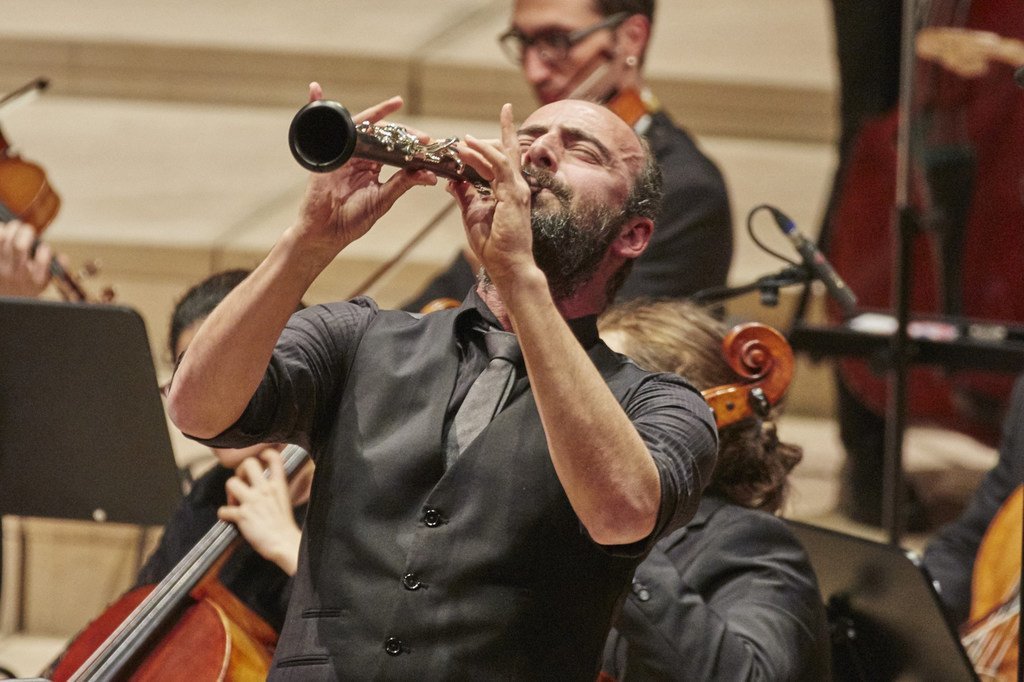 العازف والمحلن السوري كنان العظمة في إحدى حفلاته الموسيقية.