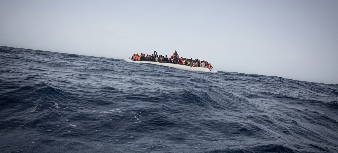 A boat transporting migrants 34 nautic miles far from Libyan coasts. (FILE).