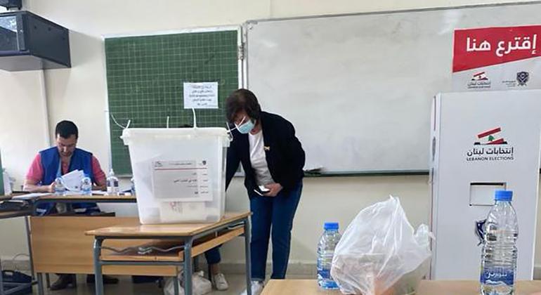 One of the polling stations for parliamentary elections, in northern Lebanon.