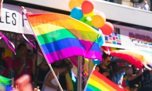 A Pride parade takes place in Marseille, France in 2018.