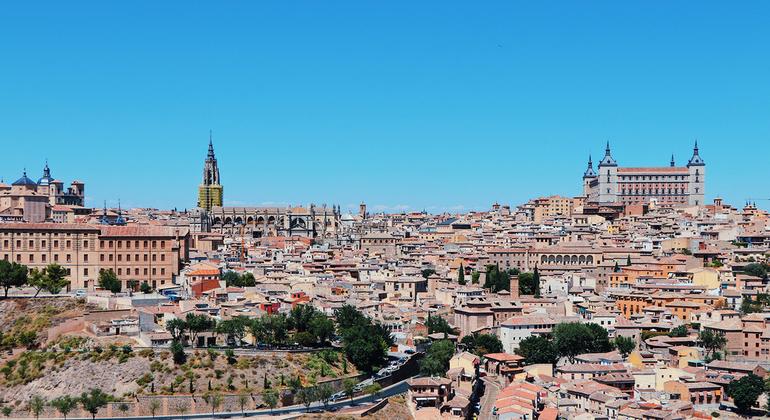 Panoramic view of the city of Toledo, Spain, which is enduring an intense heat wave.