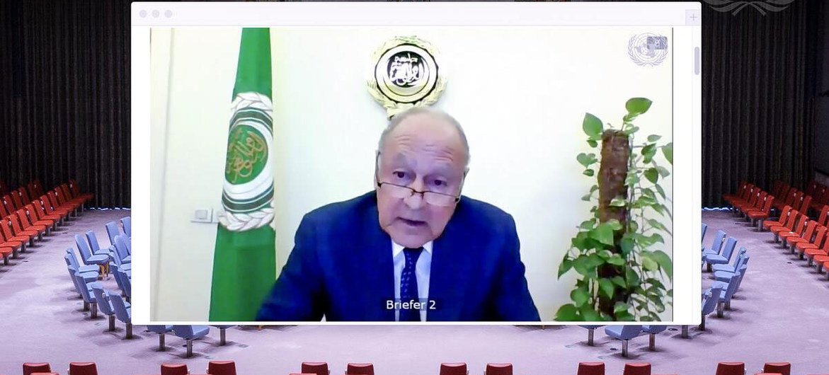 Ahmed Aboul Gheit, Secretary-General of the League of Arab States, addresses Security Council members on Cooperation between the United Nations and the League of Arab States.
