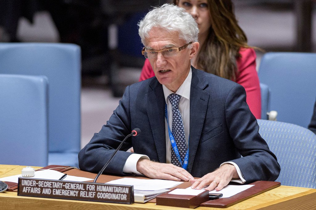 Mark Lowcock, chef de l'humanitaire des Nations Unies, devant le Conseil de sécurité (photo d'archives).