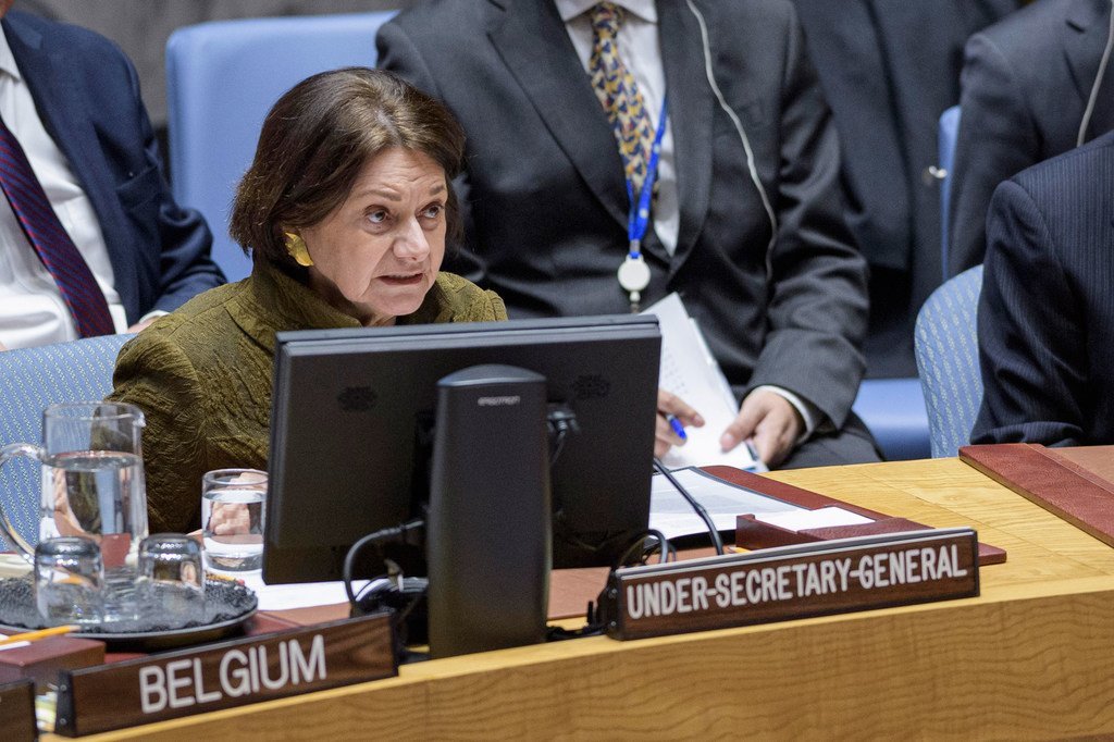 联合国主管政治事务的副秘书长罗斯玛丽·迪卡洛向联合国安理会通报乌克兰局势。