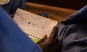‘Kidnappy’ a fear expressed by a child during an emergency exercise at a school in Nigeria. According to UNICEF, thousands of children have been kidnapped by armed groups in the country.