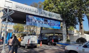 Acceso a la Universidad Autónoma Chapingo, localizada en Texcoco, Estado de México, donde estudiantes desarrollaron una aplicación para traducir al castellano 25 lenguas maternas mexicanas, el 9 de febrero de 2022.