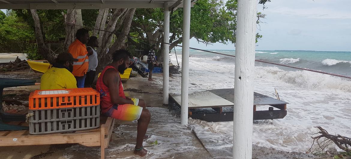 Marejada ciclónica en la isla Masig en el Estrecho de Torres