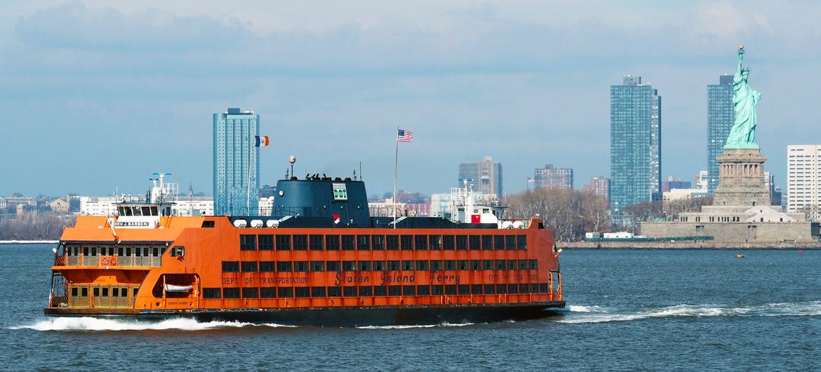 Staten Island ferry provides transport into Manhattan, New York.