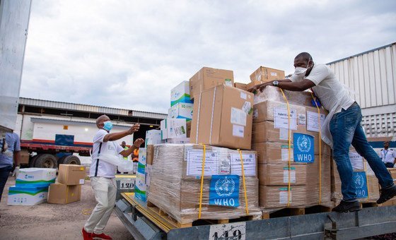 WHO delivered medical supplies to fight the COVID-19 pandemic to the Republic of Congo in April 2020.  