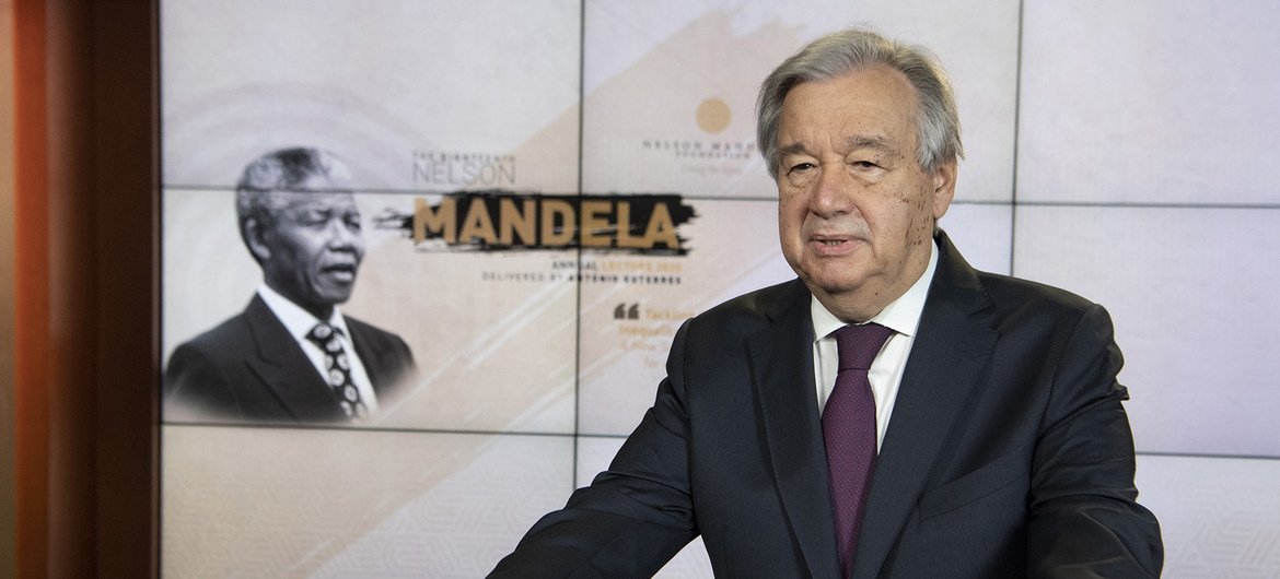 UN Secretary-General António Guterres delivers the annual Nelson Mandela Lecture. 