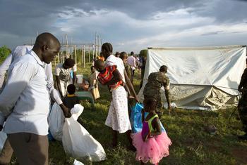 Población desplazada por la violencia en Sudán del Sur.