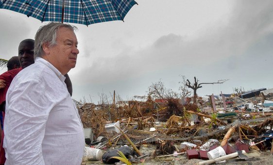 Guterres vistou as Bahamas para ver a destruíção do furacão Dorian