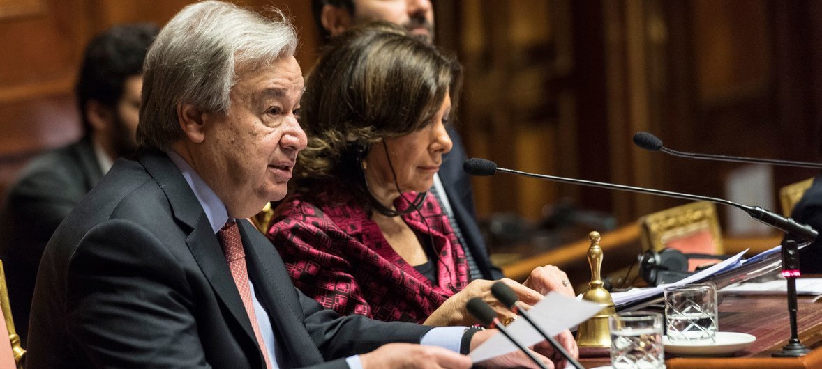 In Rome, the UN Secretary-General António Guterres addresses a special session of the Italian parliament.