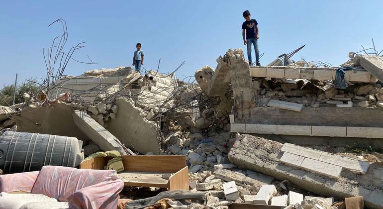 A demolished home in Beit Sira village, Ramallah, in the central West Bank.