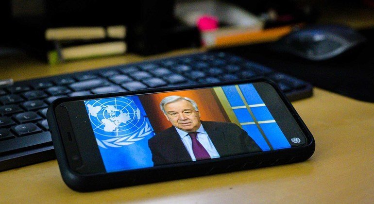 Secretary-General António Guterres holds a virtual press conference on the global COVID-19 crisis.