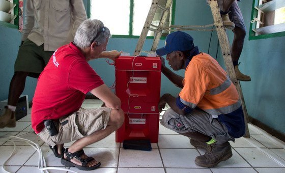 The power cubes are charged with electricity using solar arrays.  