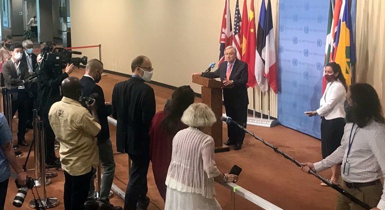 الأمين العام للأمم المتحدة، أنطونيو غوتيريش، يتحدث مع الصحفيين بشأن تيغراي وأفغانستان وهايتي.