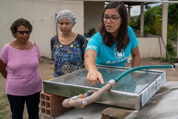 Anna-Luisa Beserra from Brazil is a previous winner of the Young Champions of the Earth prize.  She created Aqualuz, a low-cost filter that uses solar radiation to disinfect rainwater captured in cisterns (file photo).
