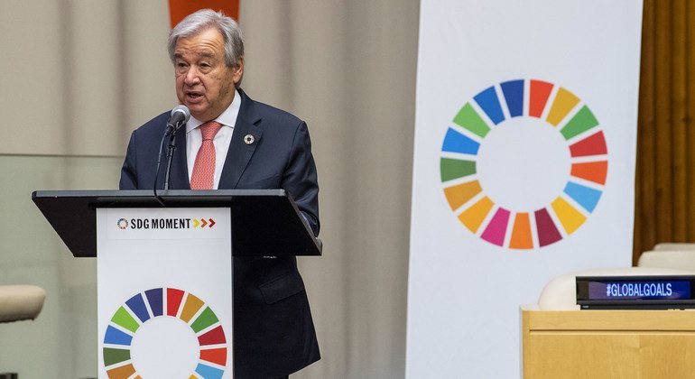 El Secretario General António Guterres durante el Momento ODS, un acto dedicado a impulsar la consecución de la Agenda 2030 para el desarrollo sostenible
