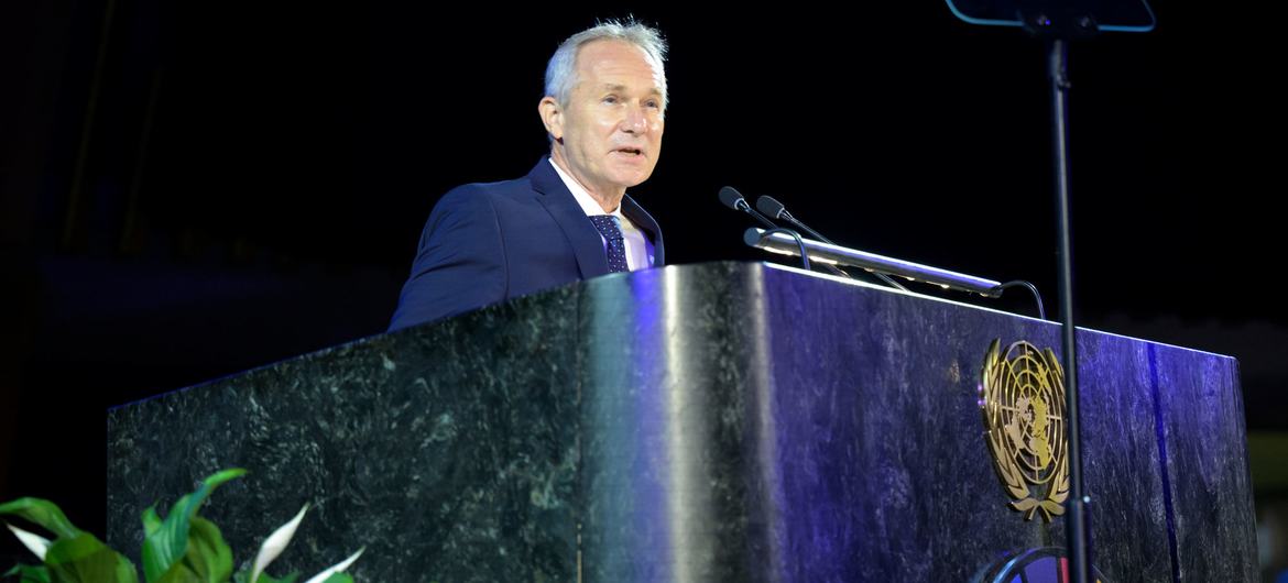 Csaba Kőrösi, President of the seventy-seventh session of the United Nations General Assembly, addresses the SDG Moment 2022.