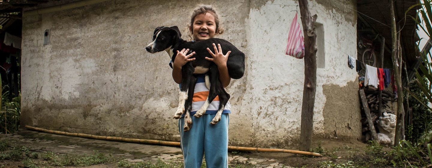 A young child at home in rural Colombia.