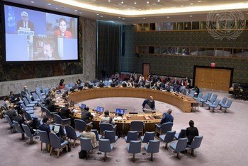 مجلس الأمن الدولي في اجتماع يناقش فيه الوضع في الشرق الأوسط بما فيها القضية الفلسطينية.