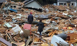 Destruction in Japan after Tsunami.