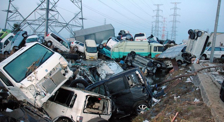 Destruction in Japan after Tsunami.