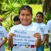 Young girls campaign to end violence against women and girls in El Salvador.