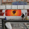 A mural commemorating journalists killed in Afghanistan has been painted on a blast wall in downtown Kabul, Afghanistan.