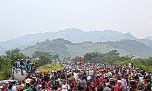 Caravana de migrantes da América Central passa por Chiapas, no México, a caminho dos Estados Unidos, em 2018 