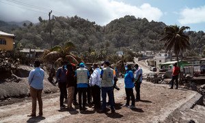 UN Resident Coordinator Didier Trebucq, along with Prime Minister Ralph Gonsalves and other UN agency officials, travel to the danger zones to assess the impact of La Soufrière volcano eruption in St. Vincent and the Grenadines.