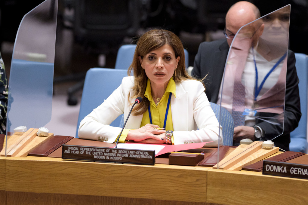السيدة كارولين زيادة في أول إحاطة لها أمام مجلس الأمن، بصفتها الممثلة الخاصة للأمين العام ورئيسة بعثة الأمم المتحدة للإدارة المؤقتة في كوسوفو(يونميك).