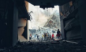Destrucción de edificios en Gaza tras un ataque aéreo israelí.