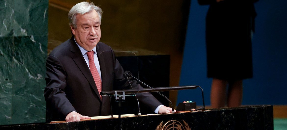 Secretary-General António Guterres addresses the General Assembly meeting on the Situation in the Middle East and the Question of Palestine.