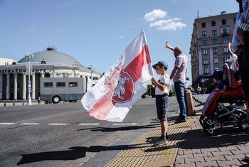 Protesto pacífico em Belarus