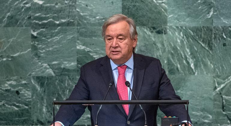 El Secretario General António Guterres interviene en la apertura del debate general de la 77ª sesión de la Asamblea General de la ONU.