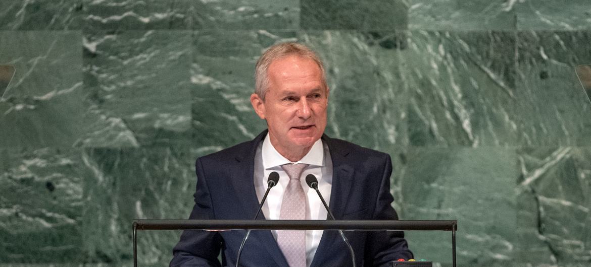El presidente de la Asamblea General de la ONU, Csaba Körösi, durante el debate de alto nivel de ese órgano
