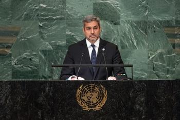 El presidente de Paraguay, Mario Abdo Benítez, interviene en el debate general del septuagésimo séptimo período de sesiones de la Asamblea General.