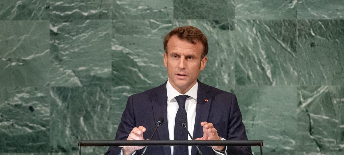 Le Président de la France, Emmanuel Macron, au débat général de l'Assemblée générale des Nations Unies.