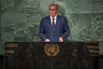 رئيس حكومة المغرب عزيز أخنوش يلقي كلمة في المناقشة العامة للجمعية العامة